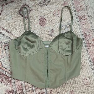 Princess Polly Sage Green Satin Top